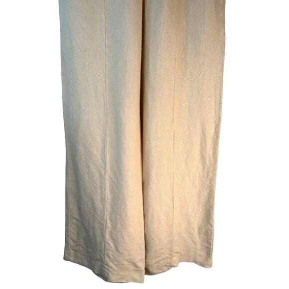 ZARA Womens Small Linen Beige Wide-Leg Pants - Picture 8 of 12